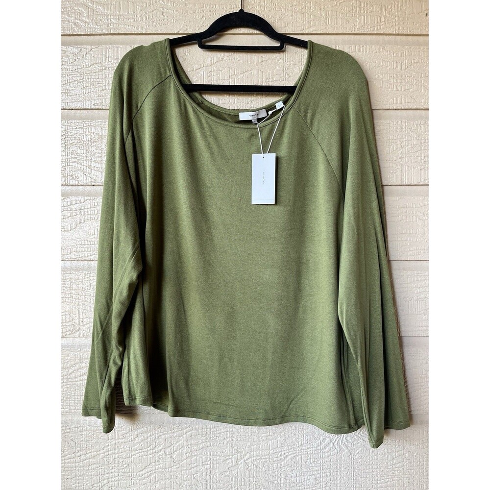 VINCE womens Green Raglan Sleeve Scoop Neck Jersey Knit Top size XXXL 3X $125